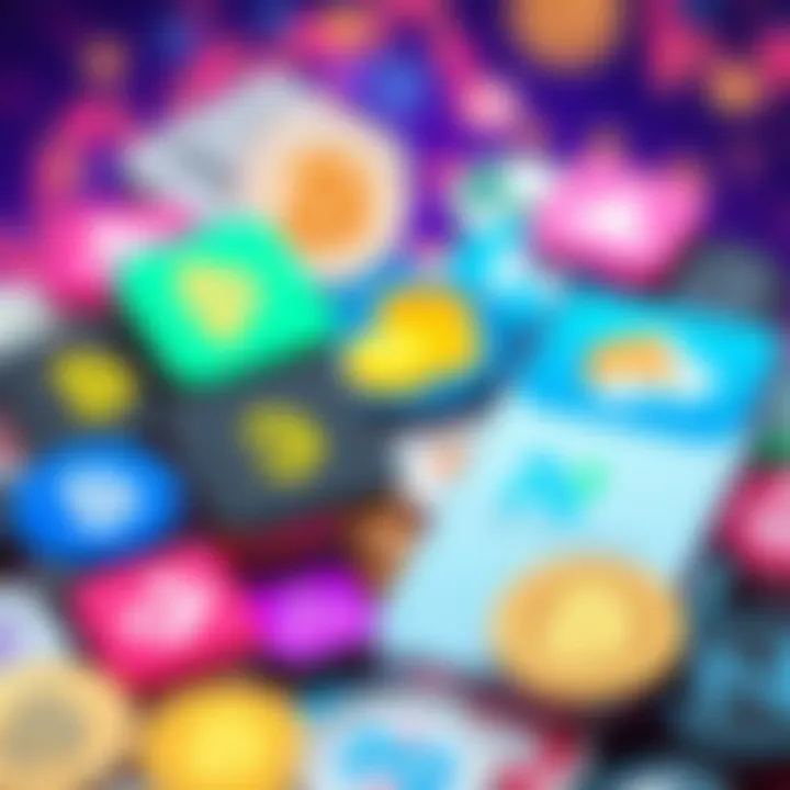 A collage of popular crypto app icons like Binance and Nexo with currency symbols in the background.