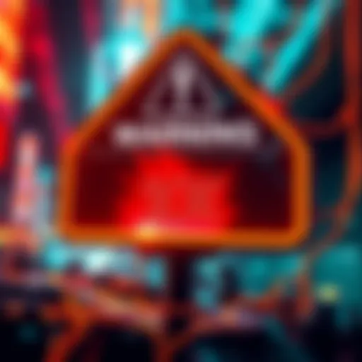 A digital warning sign showing a lost amount of money due to asset sending mistakes in cryptocurrency