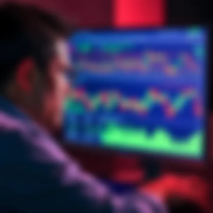 A person looking at a computer screen with charts and graphs related to a crypto earning program, showing concern about potential risks
