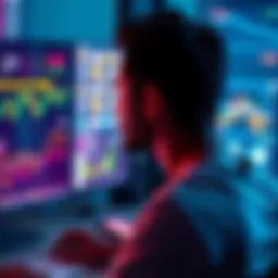 Crypto Basics A person looking at a computer screen with cryptocurrency symbols and graphs, representing the start of their crypto journey.