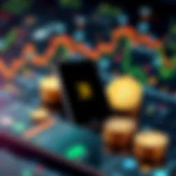 Crypto Beginner Essentials An overview of essential apps and investment coins for new crypto traders with a smartphone and digital currency icons in the background