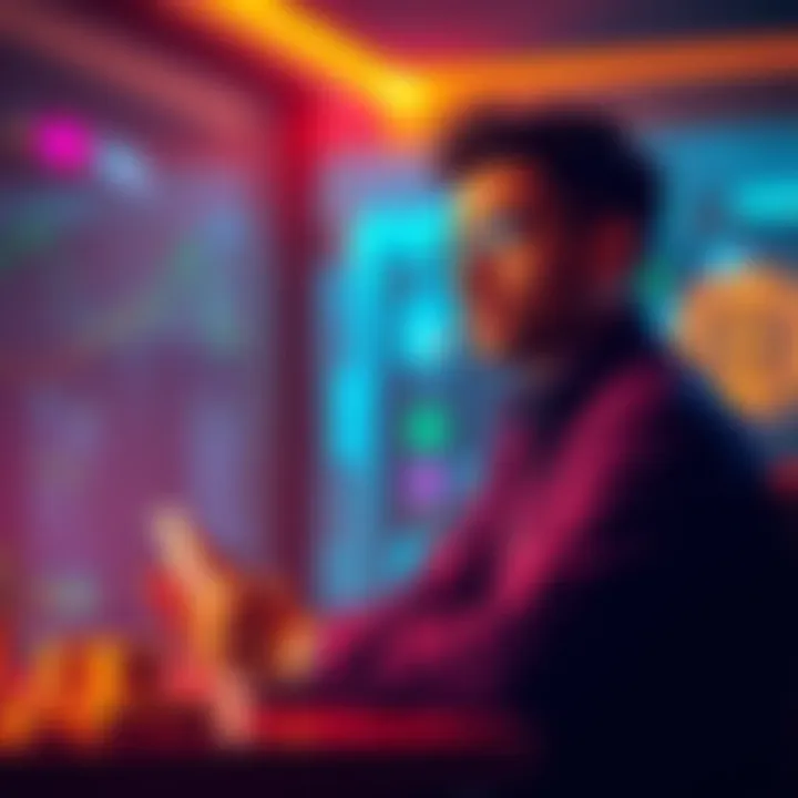 A visual representation of borrowing against cryptocurrencies like Bitcoin and Ethereum, showing a person considering loan options instead of selling their crypto assets.