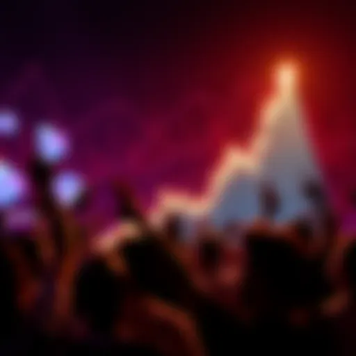 A graphic showing a rising cryptocurrency graph with excited people celebrating in the background.