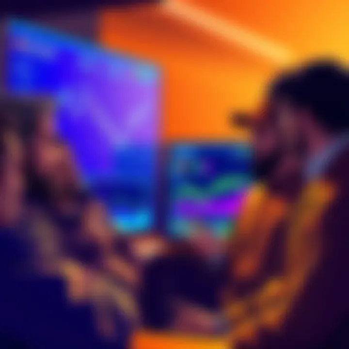 A group of cryptocurrency experts discussing buyback strategies, showing charts on a screen, with expressions of skepticism.