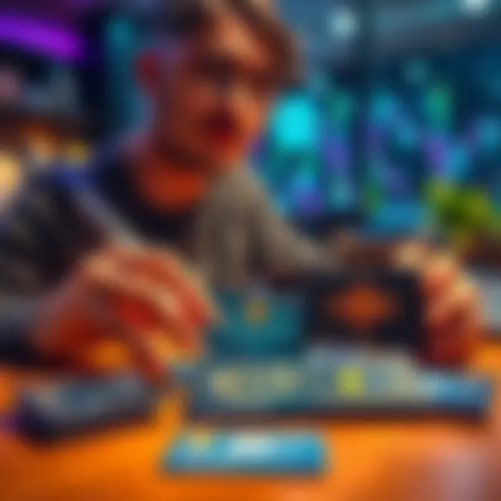 A person looking at various crypto cards on a table, with some cards labeled as privacy-focused and user-friendly, highlighting alternatives to KYC-heavy options.