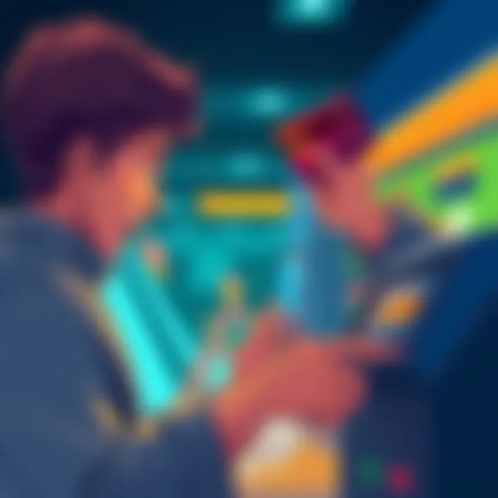 Illustration of a person frustrated at a checkout with a crypto card being declined on the terminal