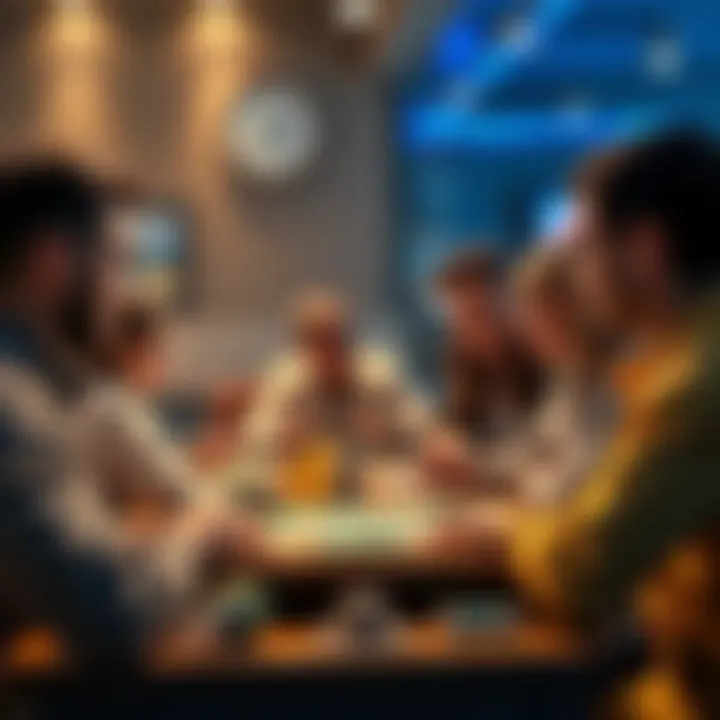 People discussing their favorite crypto cards at a table, with various card designs visible.