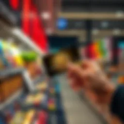 A person using a cryptocurrency card at a store checkout to pay with Bitcoin
