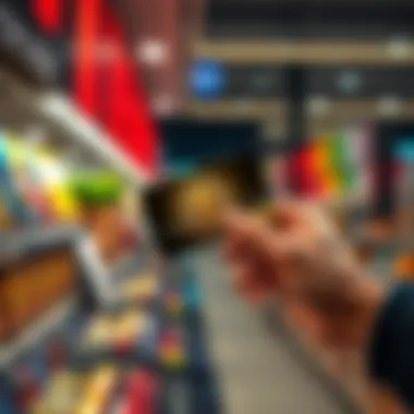 A person using a cryptocurrency card at a store checkout to pay with Bitcoin