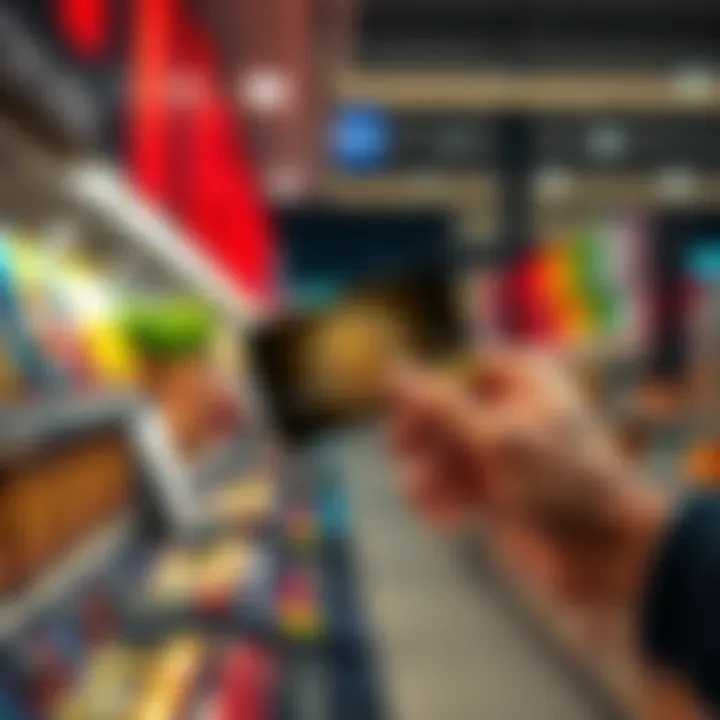 A person using a cryptocurrency card at a store checkout to pay with Bitcoin