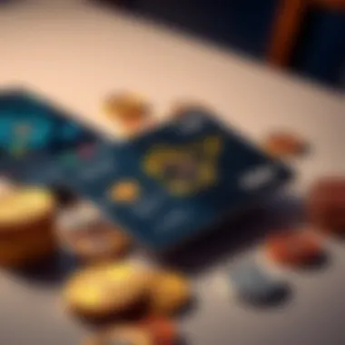 Crypto Card on a Table A close-up of a stylish crypto card resting on a table, surrounded by coins and a smartphone showing a crypto app.