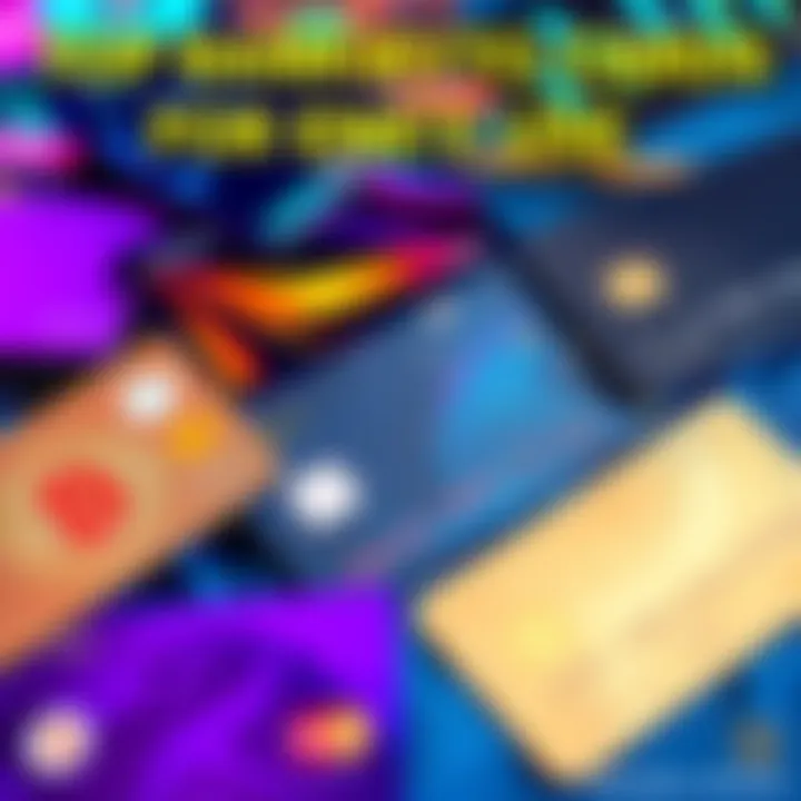 A selection of different crypto cards laid out, showcasing their designs and features, emphasizing their use for daily purchases.