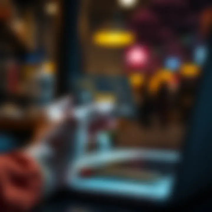 Crypto Cards in Use A person holding a crypto card while making an online purchase on a laptop, illustrating the convenience of crypto cards.