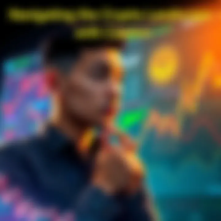 A thoughtful individual pondering over cryptocurrency graphs and data, symbolizing skepticism and careful decision-making in the crypto space.