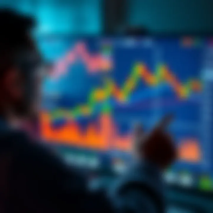 Person looking at digital currency charts Individual analyzing cryptocurrency trends on a screen, considering swapping large amounts