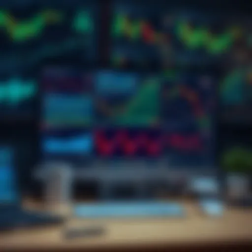 A computer screen displaying various cryptocurrency charts and trading tools