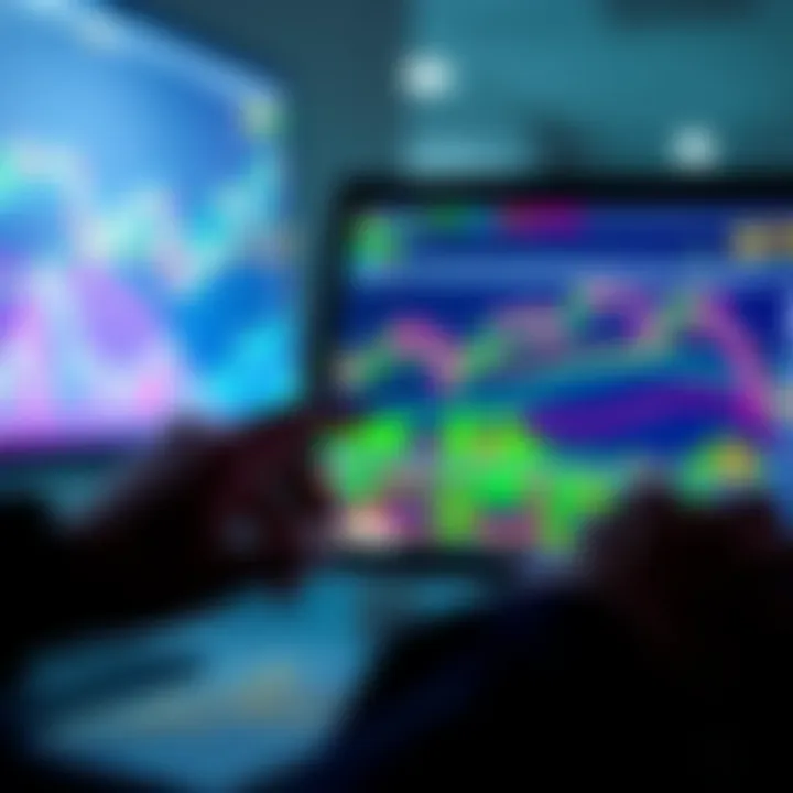 A person analyzing a crypto chart with price trends and market movements on a computer screen