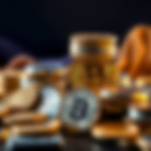 A collection of various cryptocurrency coins stacked together, symbolizing the consolidation of assets into one investment.