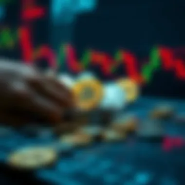 A visual representation of various crypto coins being sold or dumped on a trading platform