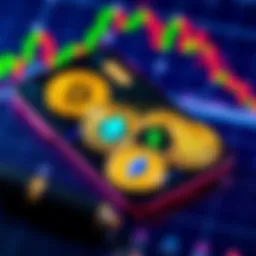 Crypto Coins on Robinhood A collection of popular cryptocurrencies like Bitcoin and Ethereum displayed on a smartphone screen with a financial graph background.