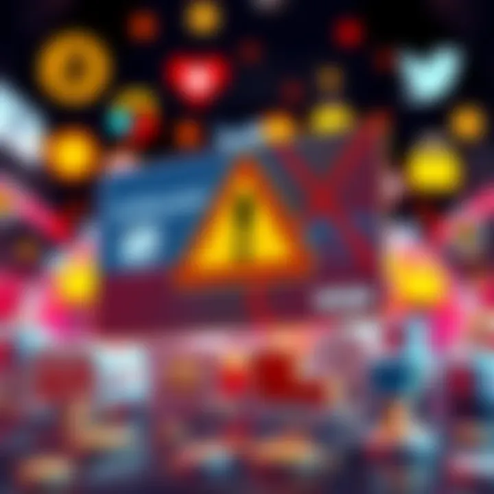 A Crypto.com Visa card with a warning sign symbolizing scams, surrounded by shopping icons