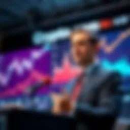 Crypto.com CEO speaks at a press conference about AI adoption and workforce reduction, with charts showing company performance in the background.