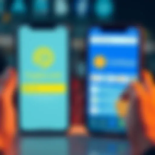 Comparison of Crypto.com and Coinbase A side-by-side comparison of the Crypto.com and Coinbase apps on a smartphone, highlighting their features and user interfaces.