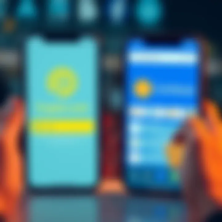 Comparison of Crypto.com and Coinbase A side-by-side comparison of the Crypto.com and Coinbase apps on a smartphone, highlighting their features and user interfaces.