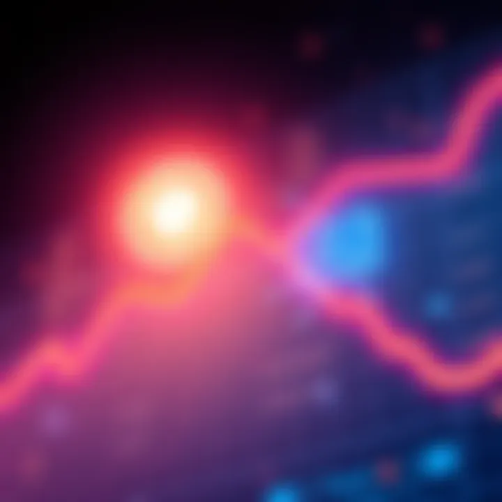 Illustration showing a graph with declining workforce numbers and a digital AI symbol, representing layoffs due to artificial intelligence advancements.