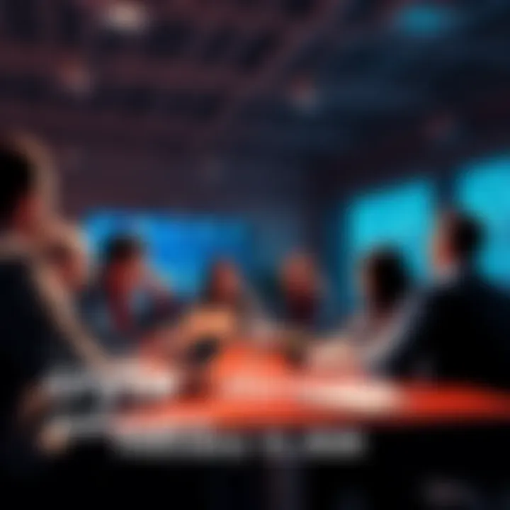 Group of people discussing cryptocurrency trends and safety measures in a meeting setting.