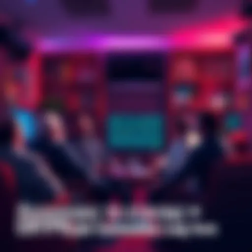 A diverse group of people discussing cryptocurrency in a cozy setting, sharing ideas and experiences while looking at screens showing market data.