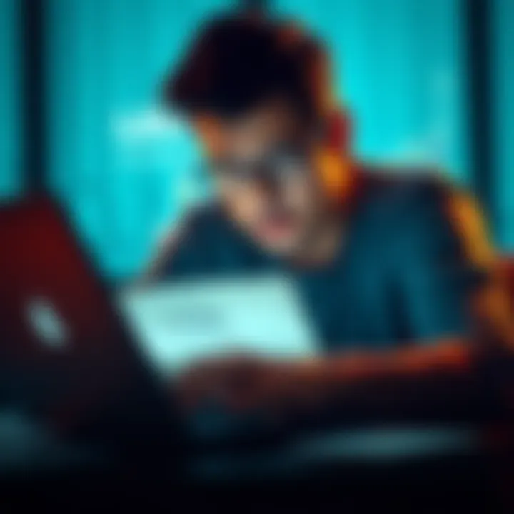 A worried person looking at a laptop showing cryptocurrency transactions and UK travel regulations email