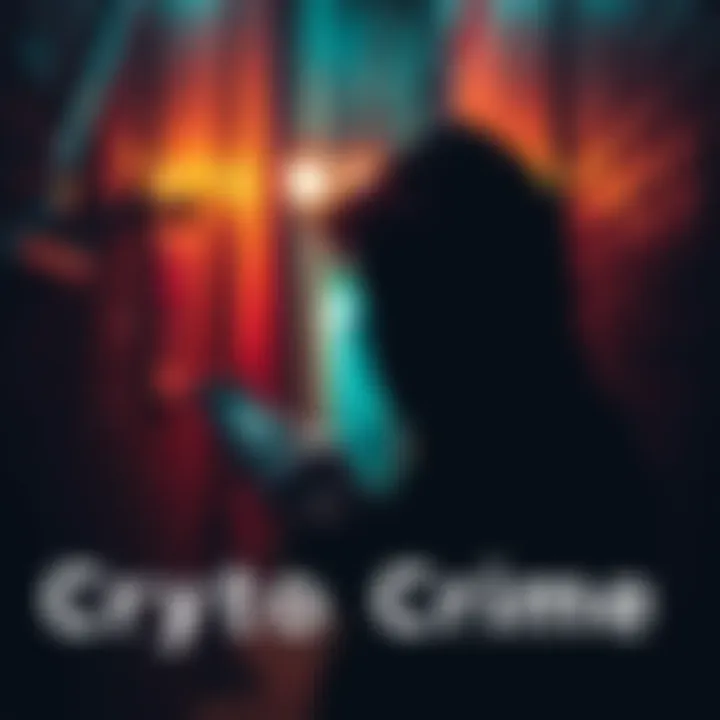 A silhouette of a person in a dark alley, holding a smartphone with a glowing cryptocurrency logo, representing the rise of crypto-related crimes like kidnappings and scams.