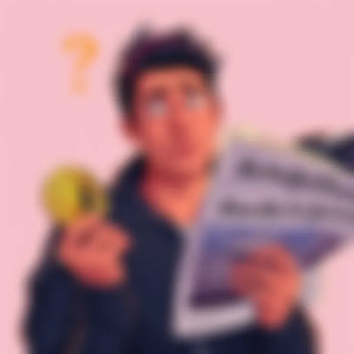 Cryptocurrency debate illustration A person looking confused while holding a Bitcoin in one hand and a newspaper with the New York Times logo in the other hand, symbolizing the discussion on cryptoโs value