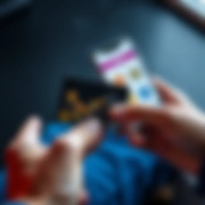 A person holding a crypto debit card next to a smartphone with a digital wallet app open, showcasing various cryptocurrency icons.