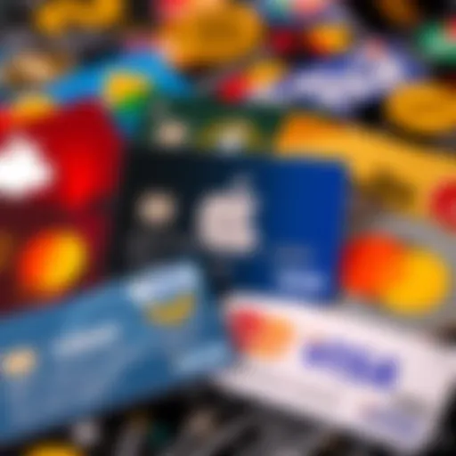 A collection of crypto debit cards displaying USDC and USDT logos alongside Apple Pay, Visa, and MasterCard logos.