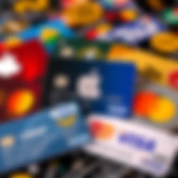 A collection of crypto debit cards displaying USDC and USDT logos alongside Apple Pay, Visa, and MasterCard logos.