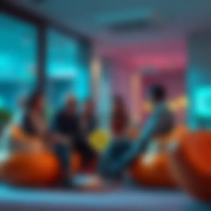 A group of people discussing cryptocurrency and DeFi in a casual setting