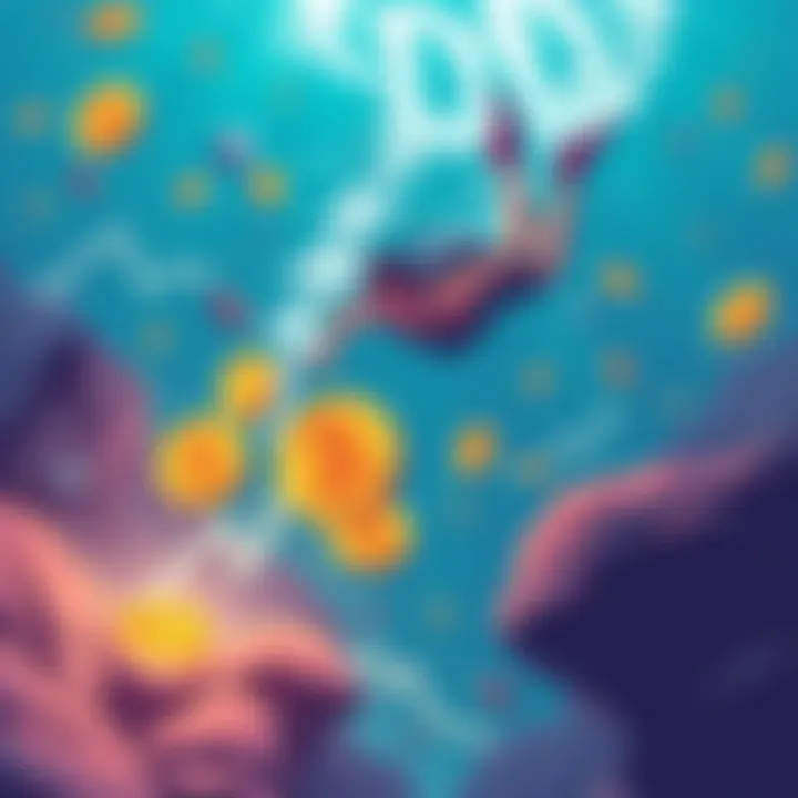 An illustration symbolizing investment opportunities in cryptocurrency, featuring elements representing $APE, $OP, and $ARB in a dynamic market environment.