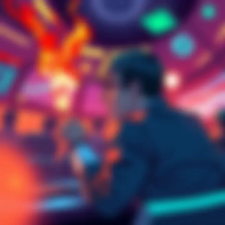 Illustration depicting a tense debate in a digital forum with symbols of blockchain and skepticism