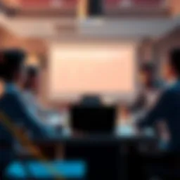 Group Discussion on Cryptocurrency People engaged in a discussion about cryptocurrency basics with charts and laptops on a table