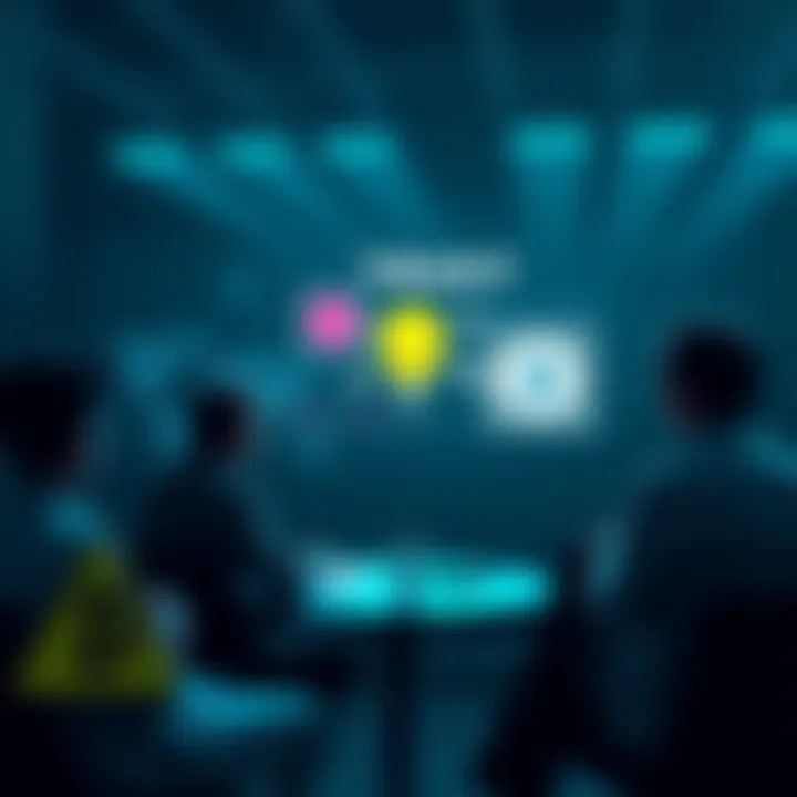 A group of people debating cryptocurrency topics, with graphics showing usability and trust factors.