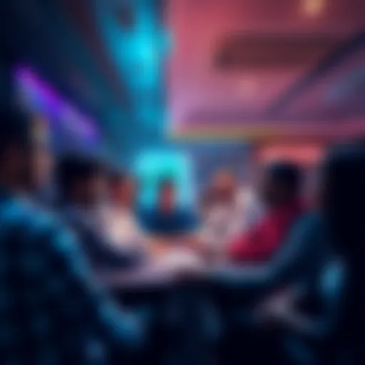 Crypto Discussion Forum People participating in a cryptocurrency discussion forum, sharing tips and advice