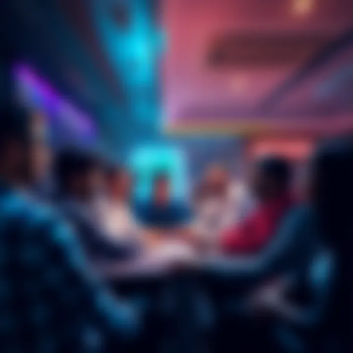 Crypto Discussion Forum People participating in a cryptocurrency discussion forum, sharing tips and advice