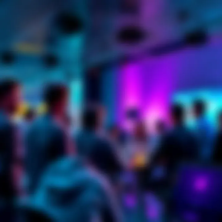 A group of people engaged in a lively discussion about cryptocurrency trends and market movements at a forum.