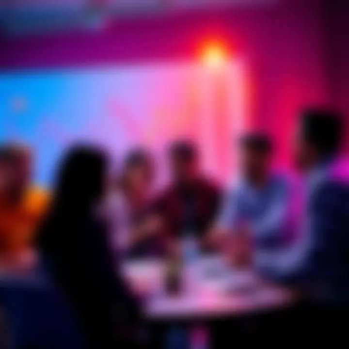 A diverse group of people discussing cryptocurrency with charts and graphs in front of them