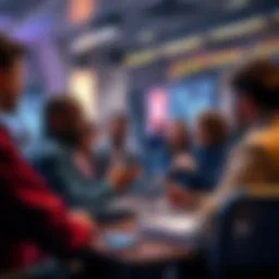 A group of people discussing cryptocurrency trading in a digital forum setting.