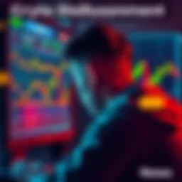 A person looking frustrated at a computer screen displaying fluctuating cryptocurrency graphs and meme coins