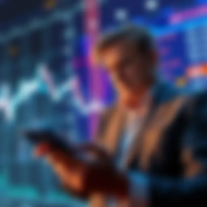 Graph showing a decline in cryptocurrency values with worried investors looking at their phones, representing the financial struggle of Trump family and supporters.