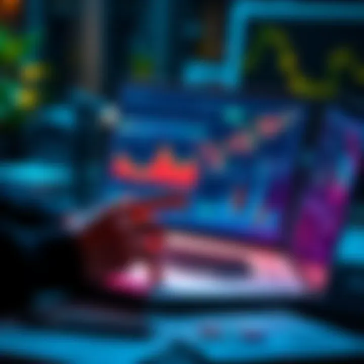 A person analyzing cryptocurrency earnings and tax implications on a laptop with charts and graphs visible